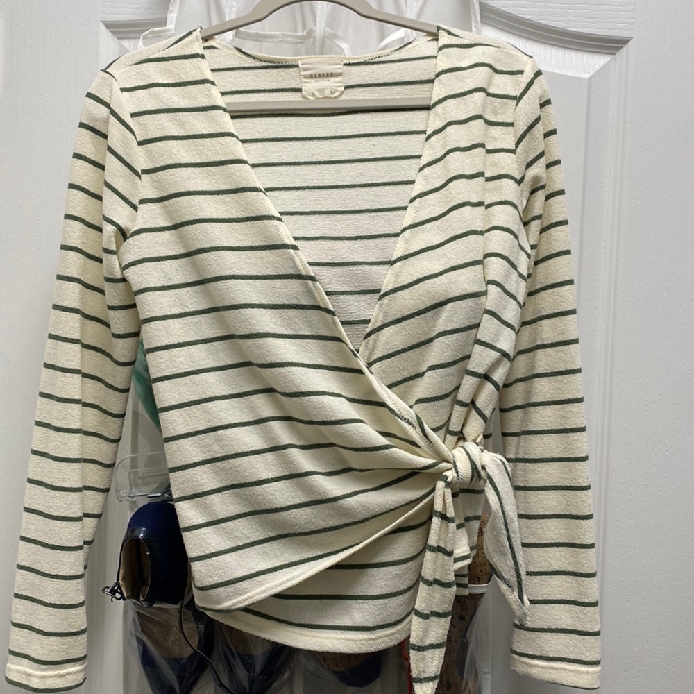 Striped Faux Wrap Top